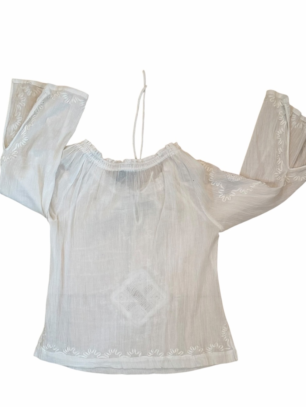 Cynthia Rowley Boho Cotton Ivory Peasant Blouse Sz Med - Picture 3 of 9